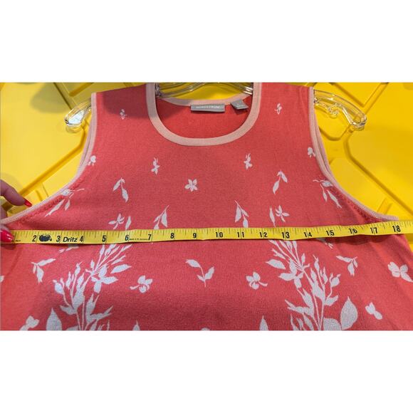 Nordstrom Coral Pink Floral Sweater Tank‎ Sleeveless Sweater Knit Set EUC - Picture 12 of 16